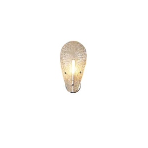 Chrome Handmade Glass Oval Wall Lamp for Bedroom, Nordic Creative Wall Light