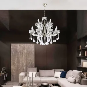 Chrome Modern Large Luxury Crystal Villa Hotel Indoor Hanging Led Chandelier Pendant Light