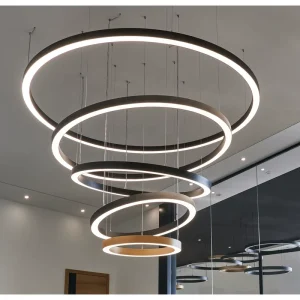 Circle LED Hanging Light Bend Aluminum Art LED Ring Linear Chandelier Pendant Light