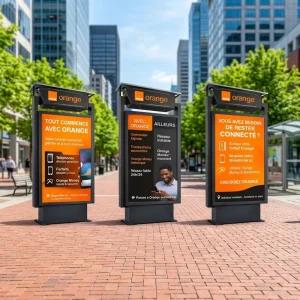 City Street Outdoor Rectangle LED Billboard Light Box Aluminum Frame Waterproof Design Low Voltage Isolated Base
