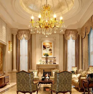 Classic Candle Hanging Modern Lamp Luxury Pendant Light Wedding Drops Gold Crystal Chandelier Light