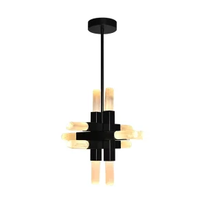 Classic Cross Combination Natural Selenite Stone Restaurant Modern Pendant Lights Chandelier