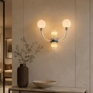 Classic Hand Blown Twisted Glass Arm Wall Sconce with Layered Glass Ornaments for Commercial Hotel Wall Lighting