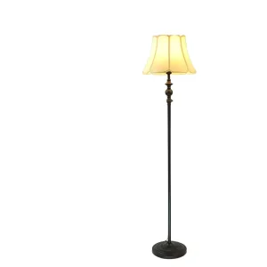 Classic european style carved base fabric lampshade hotel guest room accent table lamp