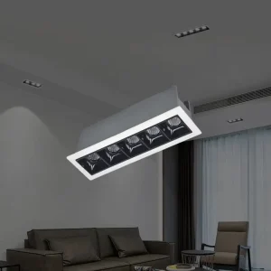 Clean Modern Multi Head Recessed Linear Grille Light Anti Glare Ceiling Downlight for Kitchen and Hallway