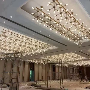 Club Restaurant Banquet Hall Creative Iron Art Lighting Custom Hotel Lobby LED Chandelier