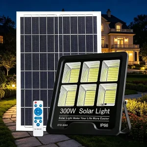 Commercial 100W Solar Powered Flood Light IP66 Aluminum Housing with 120 Beam Angle for Garden Camping Use