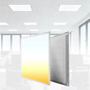 Commercial 2×2 FT LED Flat Panel 40W 5CCT Back lit Die cast Aluminum IP44 Rated Dimmable DLC ETL Certified 130LM W Ceiling Light