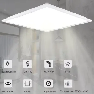 Commercial 36W Ultra-Slim Dimmable LED Panel Light 600*600mm White Modern for Hospital Office Ceiling 3000K-6500K Color Options