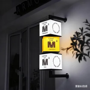 Commercial Aluminum Light Box Ceiling Mount Rotating LED Weatherproof Internet Famous Storefront Illuminated Advertising Sign