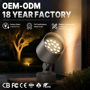 Commercial Centers Gardens IP66 High Bright Outdoor FloodLighting 6W 72W RGBW 2700 6500K LED Landscape Spot Light 15 60 Beam