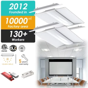 Commercial Flat Backlit Fixture Recessed Ceiling Panel Lamp Motion Sensor Power Adjustment Led Troffer Light