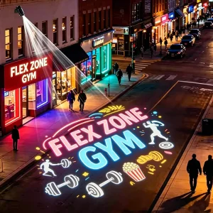 Commercial Floor Projection Light Custom Logo Gobo Projector Rotating 100W 160W IP67 Waterproof Outdoor for Storefront Sign Gym