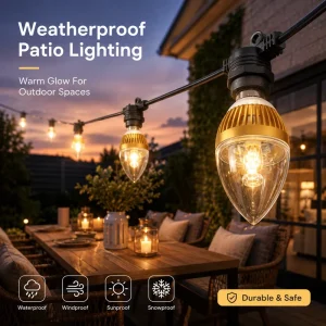 Commercial Grade IP65 E12 Outdoor Holiday Lights String Lights 110 240V Waterproof Customizable Length 2-Year Warranty 20000H