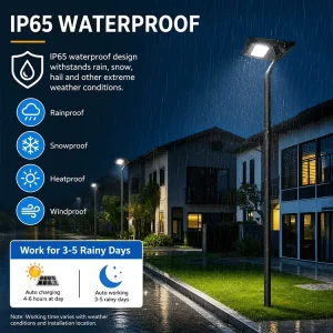 Commercial Grade IP65 Solar LED Garden Light Die Cast Aluminum Outdoor Landscape Yard Lamp with Mono Si Panel Battery