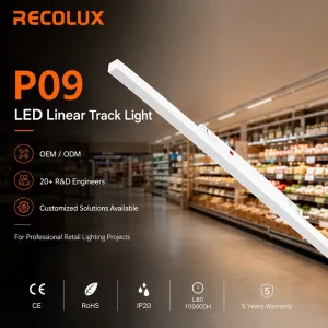 Commercial Grade Linear Track Light Supplier Power Switchable Aluminum LED Fixture for Supermarket Lighting