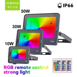 Commercial Grade Outdoor RGB Ip66 Flood Lamps 10W 30W 50W Aluminum Floodlight Garden Park LED Flood Light