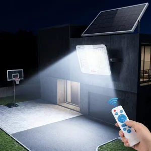 Commercial Grade Solar Powered Floodlight With Separate Panel 5m Cable Dusk to Dawn Auto On Off Security Light for Garage