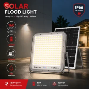Commercial High Brightness LED Solar Security FloodLight 60W 100W 200W 300W Rechargeable Battery Adjustable Angle for Outdoor