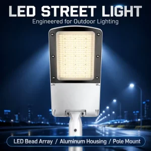 Commercial High Efficacy LED Street Light Outdoor Lighting Heavy Duty Aluminum IP65 Robust Housing Municipal Highway Fitting