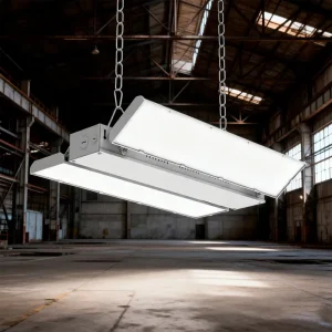 Commercial IP65 ETL DLC6.0 3CCT 240W Dimmable Linear Highbay Light Foldable Aluminum Led Highbay Workshop Lights for Warehouse