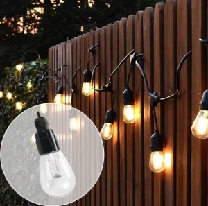 Commercial IP67 Outdoor S14 Edison LED Bulb Festoon String Lights Connectable for Construction Site Camping Patio Garden Decor