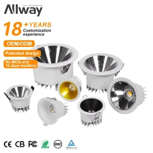 Commercial Indoor Modern LED Recessed Downlight Ceiling Fixture with Aluminum Housing for Home Office Use
