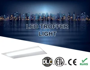Commercial LED Ceiling Troffer Lamp Multi-CCT & Power Adjustable 0-10V Dimming cETLus DLC Approved Zero Glare for Classroom