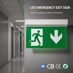 Commercial LED Exit Sign Emergency Light with Battery Backup Running Man Sign for Building Fire Safety