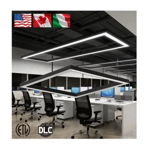 Commercial LED Linear Light Fixture Rectangular Pendant Office Lamp Aluminum Body High Visibility IP44 Rated Dimmable High CRI