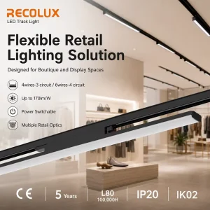 Commercial LED Linear Track Light Compatible with Common Track Systems for Retail Store Projects