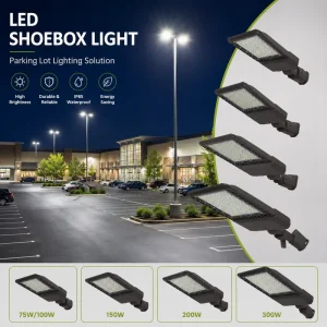 Commercial LED Shoebox Light 75W-300W Outdoor Area Light for Parking Lot Street and Roadway Lighting