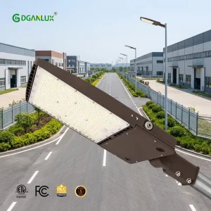 Commercial LED Shoebox Light with Dusk to Dawn Photocell ETL DLC Premium Certified 100 277V Outdoor Roadway Parking Lot Lighting