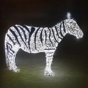 Commercial Large Wild Animals Zoo Light Zebra Sculptures Wire Frame Display for Winter Wonderland Festive Lighting Show