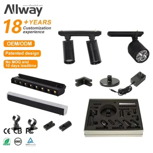Commercial Lighting White Black Aluminum Customize Wattage Ceiling Magnetic LED Track Light