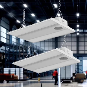 Commercial Linear LED High Bay Fixture 100W-320W 2FT Motion Sensor Power CCT Adjustable Linkable for Warehouse Factory Ceiling