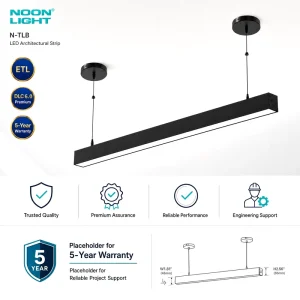 Commercial Linear Light Fixture 130lm W CCT Power Selectable ETL DLC 5.1 Surface Mount for Retail Store Lighting