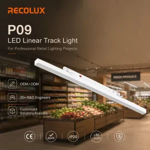 Commercial Linear Track Luminaire Up To 160lm W Energy Efficient LED Lighting For Supermarket Aisles