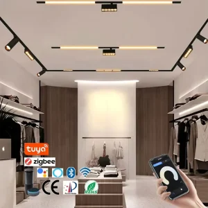 Commercial Liner Grille Lights 18W LED Magnetic Rail Track Lighting Jewelry Spotlight