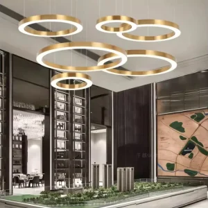 Commercial Luxury White Square Round Pendant Light Acrylic Chandeliers for Office Building LED Living Room Hanging Lamp Dimmable