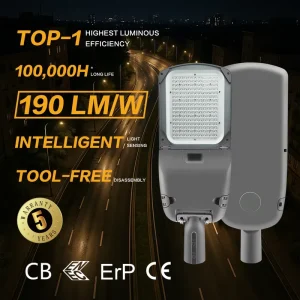 Commercial Outdoor Parking Lot Road Lighting AC IP66 Die Cast Aluminum High Power LED Street Light