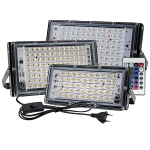 Commercial Outdoor RGB Floodlight IP65 Waterproof 50W 200W LED Projector Lamp Aluminum Body Electric Power Supply Safety Light