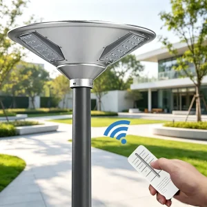 Commercial Outdoor Solar Garden Light With Remote Timing Mode Waterproof Solar Post Lamp for Community Park Road Side Lighting