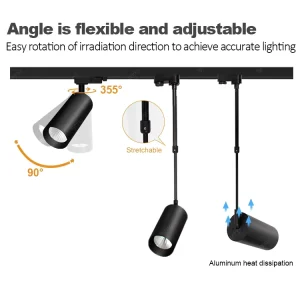 Commercial Rail Hanging Spotlight Office Hotel Home Rail System Aluminum COB Track Light Adjustable Movable Track Lighting
