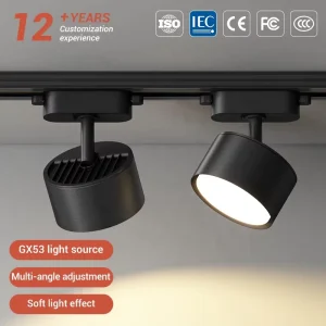 Commercial Restaurant Store Home GX53 Black White Iron 10W Ceiling Rail System LED Track Lamp
