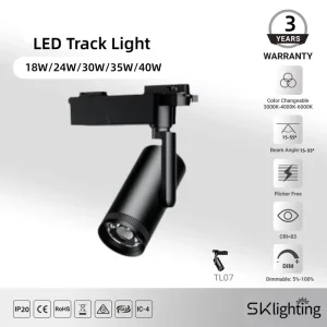 Commercial Track Spotlights Adjustable-Focus COB Track Lights Aluminum 15W 40W Surface-Mounted Track Lighting Hotels Museums