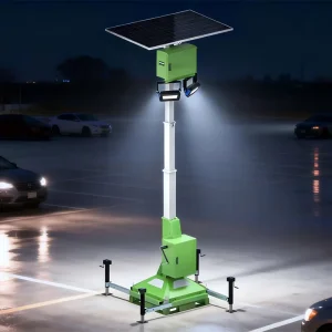 Compact Mobile Solar Tower MPPT Monocrystalline Silicon IP65 Waterproof 24 Hours Working 2400Wh Battery for Parking Lot