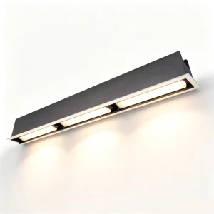 Compact Narrow Recessed Grille Spotlight for Fusion Restaurant Slim Buffet Wall Symmetrical Soft Ambient Fixture