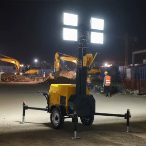 Construction Mobile Outdoor 7m Light Tower Trailer Mounted Diesel Generator Mobile Lighting Tower