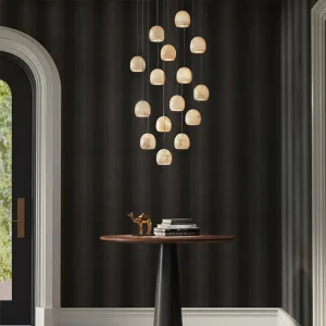 Contemporary 36 Lights Customized Alabaster Pendant Lighting Chandelier High Ceiling Hanging Lamps Villa Staircase Decoration
